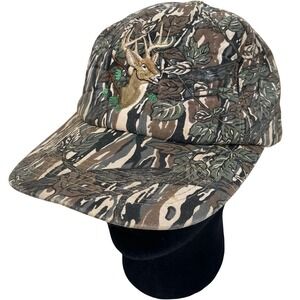 Vintage Camo Foam Deer Buck Embroidered Snapback Hat Cap 80s 90s Hunting